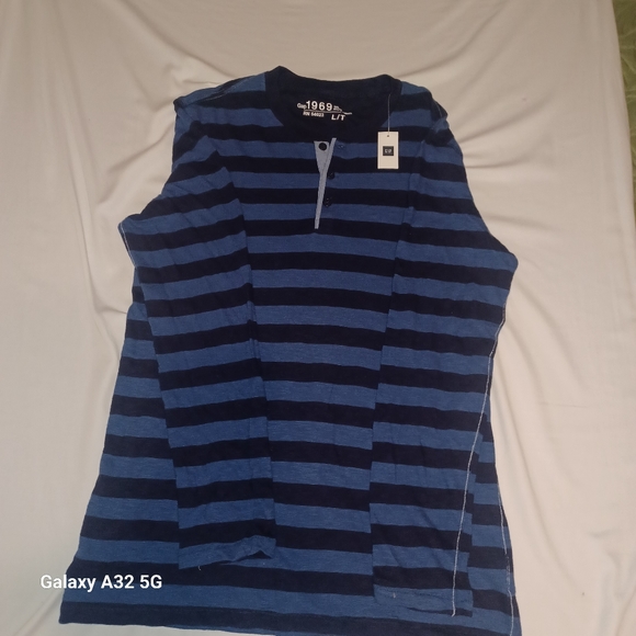 Gap Mens 1969 Blue Stripped Long Sleeve T- Shirt Size L - Picture 7 of 14